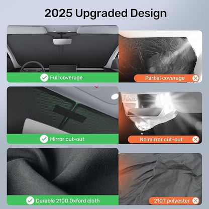 2026 Upgraded Zanch Windshield Sun Shade for Tesla Model X 2016-2025 | UV Protection & Heat Reduction, Light-Blocking, Heavy-Duty, Easy to Store&Setup, Keep Interiors Cool, Sun Shield for Parking - Image 4