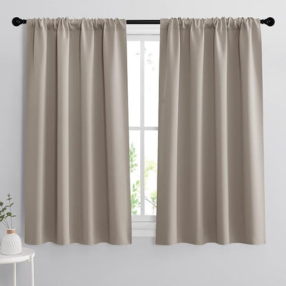 RYB HOME 54 inch Blackout Curtains for Living Room Bedroom, Rod Pocket | Thermal Insulated, Room Darkening, Temperature Balance, Shades for Studio Dorm Rental Room, W42 x L54, Sand, 2 Panels by RYBHOME