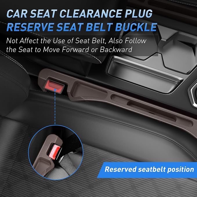 Car Seat Gap Filler 2Pack, Inserts Between Seats Console with Organizer Storage Upgraded Phone Holder Car Side Seat Gap Fillers Cars Front Seats Fill Plug Car Essentials for Vehicle SUV Truck (Brown) - Image 5