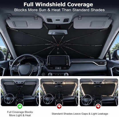 Windshield Sun Shade Umbrella, 99% UV Block, Nano Ice Coating, 58 x 32 in | Blocks 99% of UV Rays - Image 4