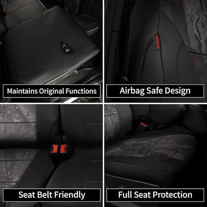 EKR F150 Seat Covers Custom Fit for (RegularCab) 2021-2026 Ford F-150 XL/XLT & 2023-2026 F250/F350/F450 SuperDuty XL/XLT,(First Row Only),Faux Leather(Black/Woodland Camo) - Image 7