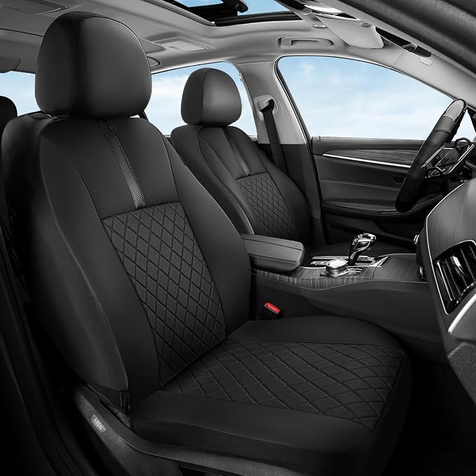 Coverado Car Seat Covers Full Set, Automotive Leather Seat Covers for Car，Universal Fit Front Back Seat Cover, Non-Slip Waterproof Breathable Car Seat Protector - Image 2