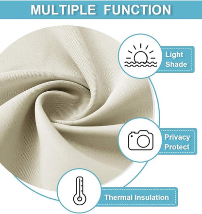RYB HOME Extra Wide Curtains for Bedroom Living Dining Room 72 inches Long | Thermal Insulated, Privacy, Drapes for Large Window, Triple-weave Fabric, For Better Sleep, W62 x L72, Beige, 2 Panels - Image 2