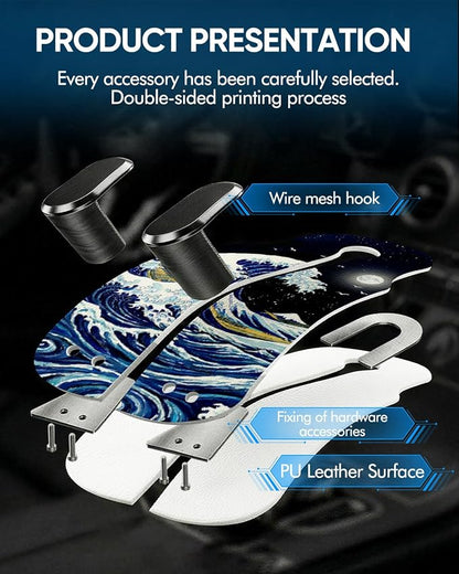 WOCOCN Purse Holder for Car, 2 Pack Heavy Duty Purse Hanger for Car, Waves | PU Leather Car Seat Hooks for Purses and Bags, Cute Floral Headrest Organizer for Handbags & Backpacks - Image 6