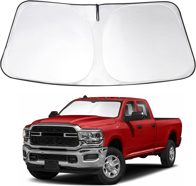 Windshield Sun Shade Sunshade for 2010-2026 Dodge RAM 2500 3500 | Full covered for windshield, Foldable & Durable, Block UV Rays, Reduce Heat, Easy to install, Keeps Car Cooler by LHFLIVE