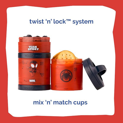 Whiskware Spider-Man Team Spidey Stackable Snack Containers for Babies, Kids, and Toddlers, 3 Stackable Snack Cups for School or Travel, Cupholder Friendly, Miles Morales - Image 3