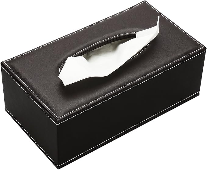 KINGFOM Rectangular PU Leather Tissue Box Cover - Facial Tissue Paper Napkin Holder for Bathroom, Home, Office, Car Automotive Decoration with Magnetic Bottom(Brown) by KingfomLeatherHomeOfficeDecor