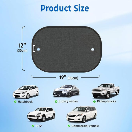 Car Shades for Side Windows 19"x12"(4 Pack),Sun Shade for Car Window with 8 Suction Cups,Window Shades Can Blocks 99.98% UVR,Window Shade for Baby,Glare Shield Protection - Image 2