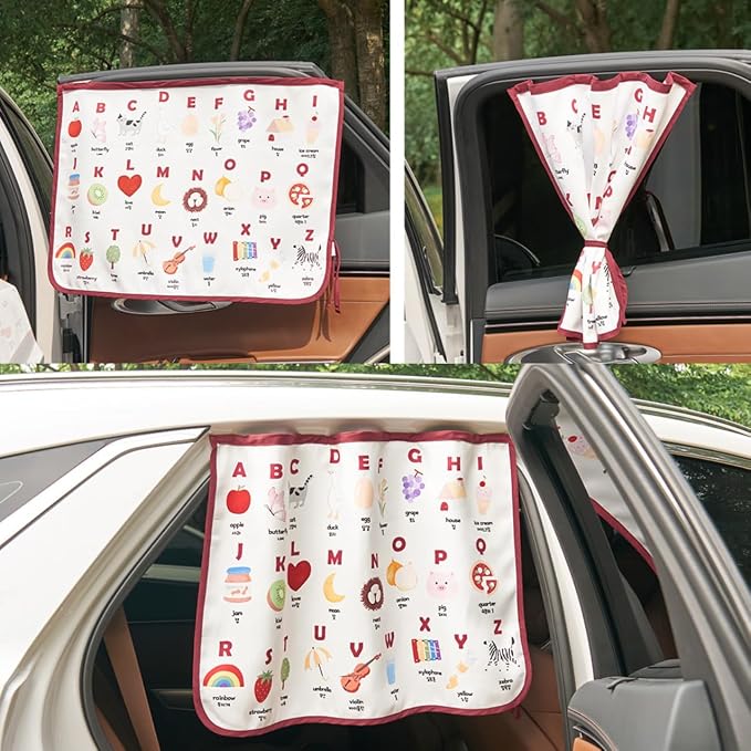 Magnetic Car Sun Shade Curtain for Side Window – Sun Blocker and UV Protector for Baby, Kids, and Pets – Universal Fit with Built-in Magnets for Steel-Framed Door (Magnet-New Alphabet) - Image 9