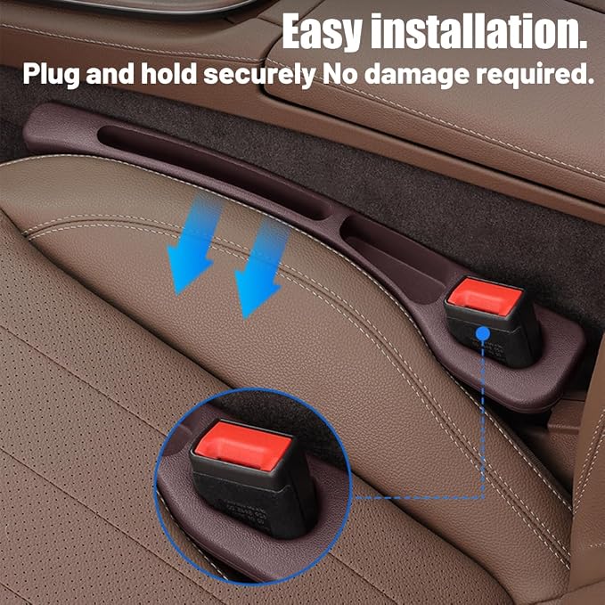 Car Seat Gap Filler, 2PCS No Drop Vehicle Seat Side Gap Seam Filler Plug Blocker with Storage Slot, Automotive Interior Console Side Pocket Organizer, Universal for SUV RV Truck (Red) - Image 4