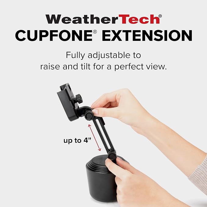 WeatherTech CupFone with Extension – Adjustable, Universal Cup Holder Cell Phone Mount Car & Truck Accessory – Best Design for iPhone & Smartphone Charging – Gold Metal Knobs - Image 2