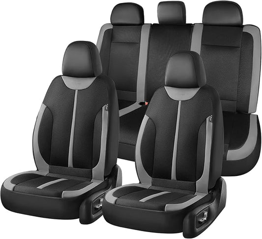 Seat Covers, Car Seat Covers Full Set, Black&Gray Seat Covers for Cars 5 Seats, Breathable Car Seat Protector, Front and Rear Car Seat Cushion, Automotive Seat Covers Universal Fit for Most Cars SUV by FLORICH