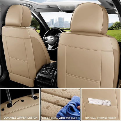MINGBRON Car Seat Covers,Car Seat Protector Waterproof,Seat Covers Full Set, Car Seat Protectors,Automotive Seat Covers Fit for Most Cars Beige - Image 5