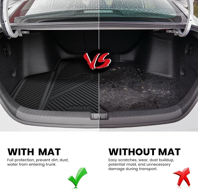 LASFIT Trunk Mat for Honda Accord Sedan 2018-2026 Gas & Hybrid | All Weather Custom Fit Anti-Slip Pet Friendly Easy Clean TPE Trunk Liner Cargo Mat Accessories, Black - Image 4
