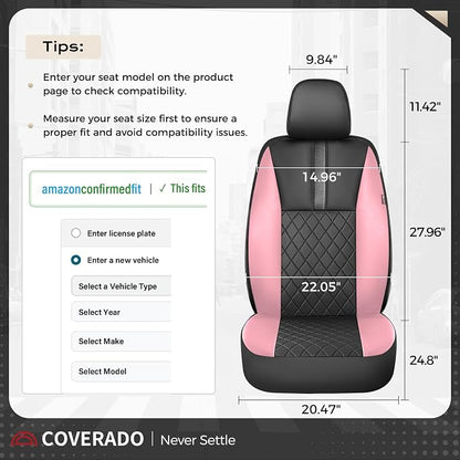 Coverado Car Seat Covers Full Set, Automotive Front and Rear Seat Covers with Backrest, Nappa Leather Car Seat Protectors Waterproof, Universal for Most Vehicles - Image 8