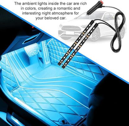 Car LED Strip Light, 12V 24 LED Vehicle Under Dash Neon Ambient Night Decor Lamp with Cigarette Lighter Plug, Automotive Interior Lighting Accessories, Universal for SUV Truck Sedan (Ice Blue) - Image 3