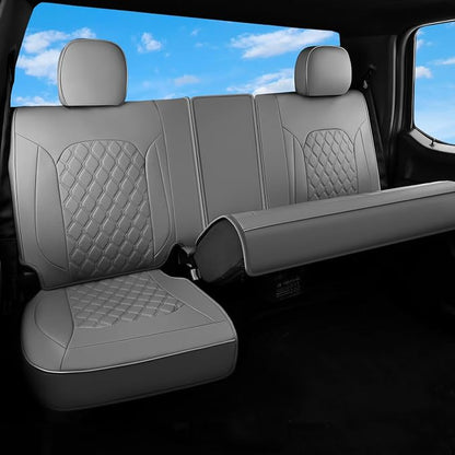 Huidasource Fit for Gray Chevy Silverado/GMC Sierra Rear Seat Covers, Thickened Split Nappa Leather Truck Back Seat Cover 2007-2013&2019-2026 1500, 2020-2026 2500HD 3500HD Crew Cab WT LS LT - Image 4