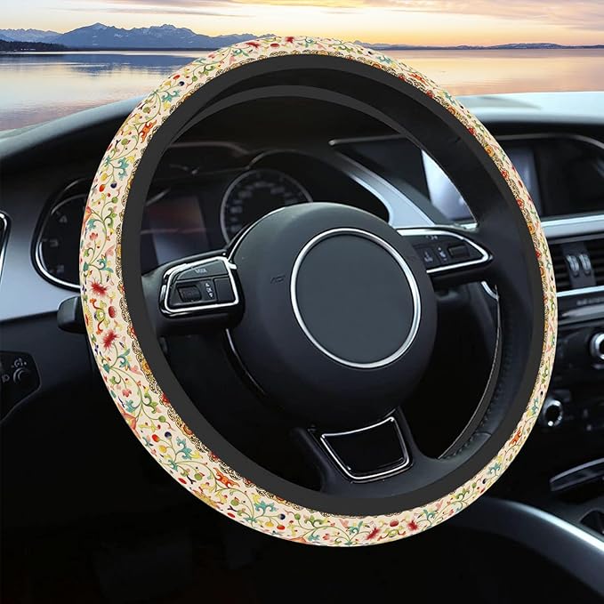 Steering Wheel Cover Neoprene Material Most Cars Men&Women Universal 15 inch Premium Non-Slip Spring Steering Wheel Protector Floral Car Accessories by KeepCarTidy