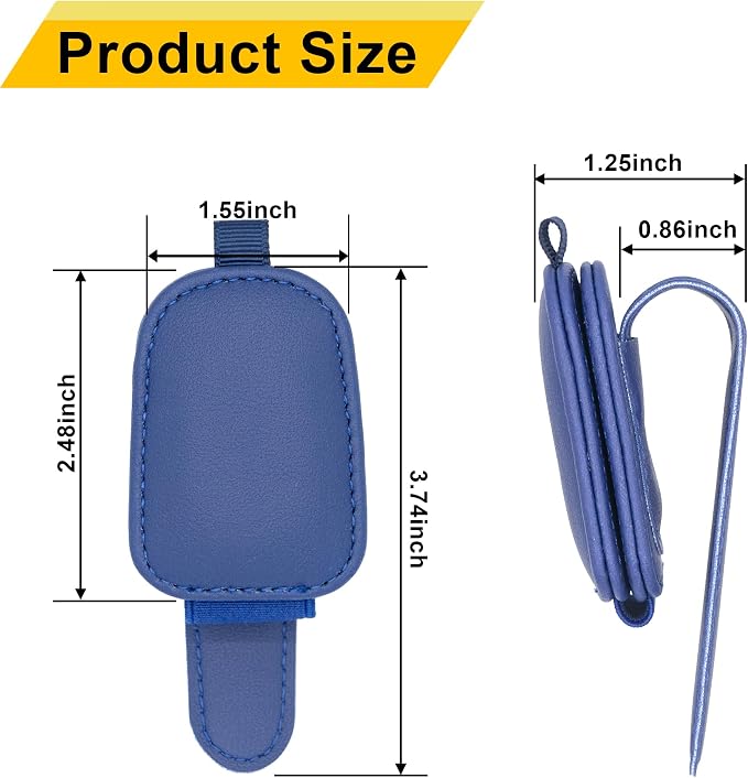 Yuoyar Magnetic Leather Sunglasses Holder for Car, 2 Packs (Blue) | Magnetic Car Visor Accessories - Image 7