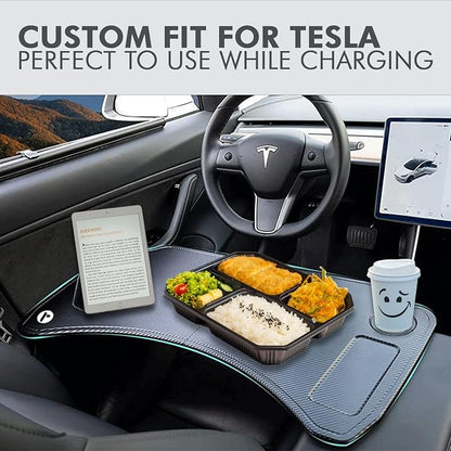 CYBERDESK: Portable Car Table for Tesla Model 3 X Y - Workstation Desk, Dining Tray, Laptop Holder for Remote Work, Eating, Travel, and Business - Easy Installation, Sturdy Design (Large) - Image 3