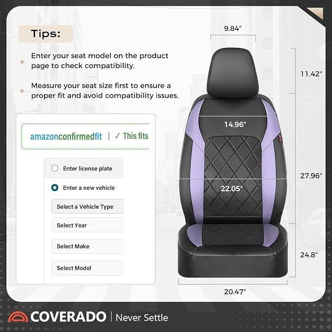Coverado Car Seat Covers, Seat Covers Full Set, 5 Seats Automotive Seat Cover, Mesh Breathable Seat Protectors, Universal Fit for Most Cars - Image 5