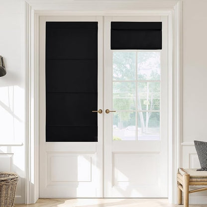 NICETOWN Black Blackout Door Blinds for Windows Blinds Temporary Shades | Temporary Shades No Drill Room Darkening Shade for Bedroom Bathroom Kitchen Office (30 x 64 inch Long, 1 Panel) by NICETOWN