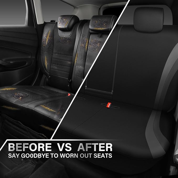 CAR PASS EVA Waterproof Back Seat Cover,Gray Bench Seat Cover, Rear Seat Cover Universal Fit for Cars Sedans SUVs Vans Truck 95% Automotive Interior Backseat Car Covers (Rear,Black and Gray) - Image 5