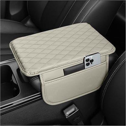Stacool Upgraded Car Center Console Cover,Microfiber Leather Car Armrest Cover Cushion with 2 Storage Bags,Universal Car Armrest Storage Box (Light Beige) by Unknown