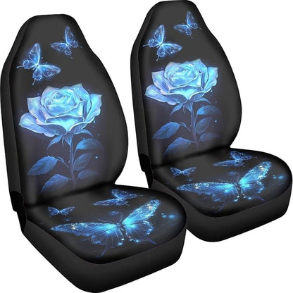 Rose Car Seat Covers Full Set of 2, Butterfly Cloth Seat for Auto Front Seats for Women, Black Bucket Seat Covers for Cars Washable and Breathable Car Accessories for Sedan Truck SUV - Image 3
