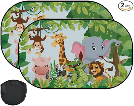 Car Window Shade for Baby -Glare Shield and UV Rays Protection for Your Child, 2-Pack-20 X 12" Window Shade (Animals) by shalaker