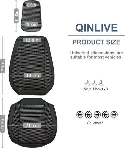 1 Pack Black Ventilated Cooling Car Seat Covers for Summer | 3D Air Mesh, PU Leather, Breathable, with Storage pocket, Non-slip, Universal Fit for Car Truck SUV, Easy to Install - Image 2