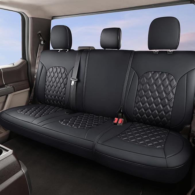Huidasource 2007-2017 Wrangler JK Rear Seat Covers (Rear Seat/Black) | Split Bench Back Seat Cover for Jeep Wrangler Sahara Sport Rubicon Willys, Seatbelt Compatible by Huidasource