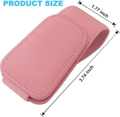 TCJJ Sunglasses Holders for Car Visor,Car Magnetic Glasses Holder Leather Sunglasses Clip and Ticket Card Clip Suitable for Car Interior Visor and Different Size Eyeglasses(Pink/2) - Image 2