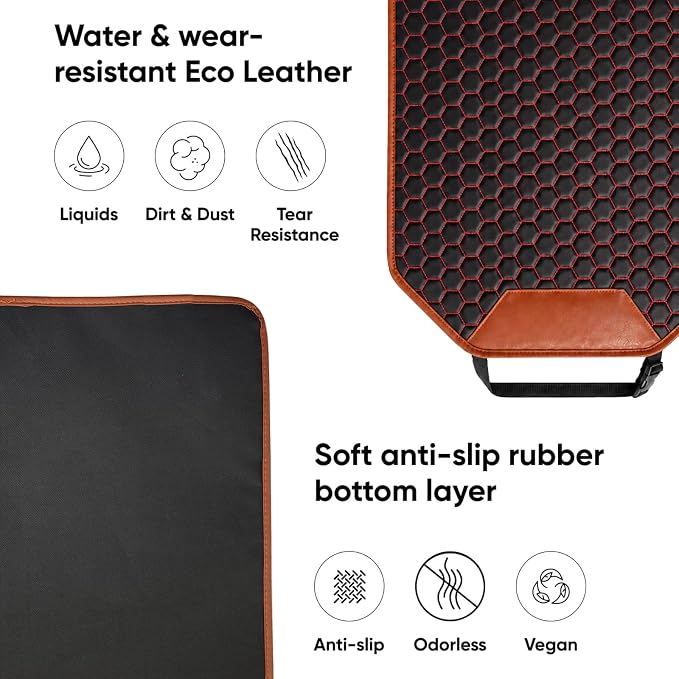 Kick Mat Back Seat Protector - Car Back Seat Cover for Kids Feet - Waterproof & Sturdy Protector for Upholstery from Dirt, Mud, Scratches and Stain (Red 2 pcs) - Image 6