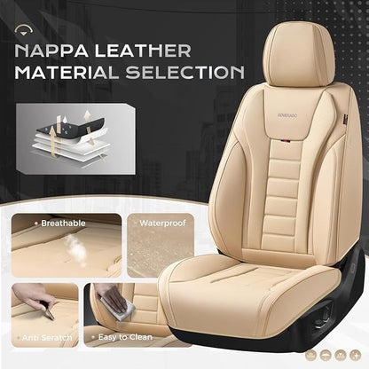 Coverado Car Seat Covers Full Set, Seat Covers for Cars, Front Seat Covers and Back Seat Cover Waterproof Leather Automotive Seat Cover, Universal Car Interior Protectors Cushion for Most Cars - Image 2