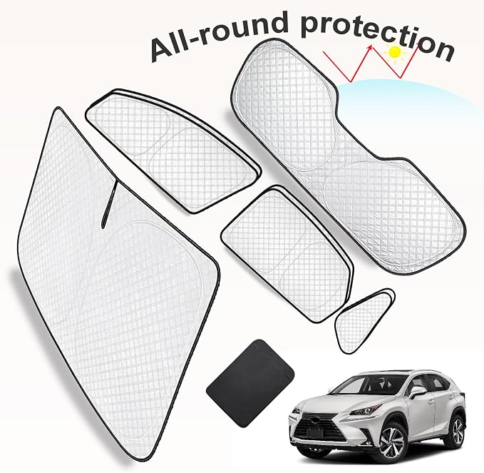 KMF 8pcs Thicken Sun Shades for Lexus NX 2015-2021 Accessories, Custom Fit Windshield Sunshade Full Car Window Covers for Side Rear, UV Block and Privacy Blackout for Camping - Image 8