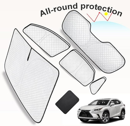 KMF 8pcs Thicken Sun Shades for Lexus NX 2015-2021 Accessories, Custom Fit Windshield Sunshade Full Car Window Covers for Side Rear, UV Block and Privacy Blackout for Camping - Image 8