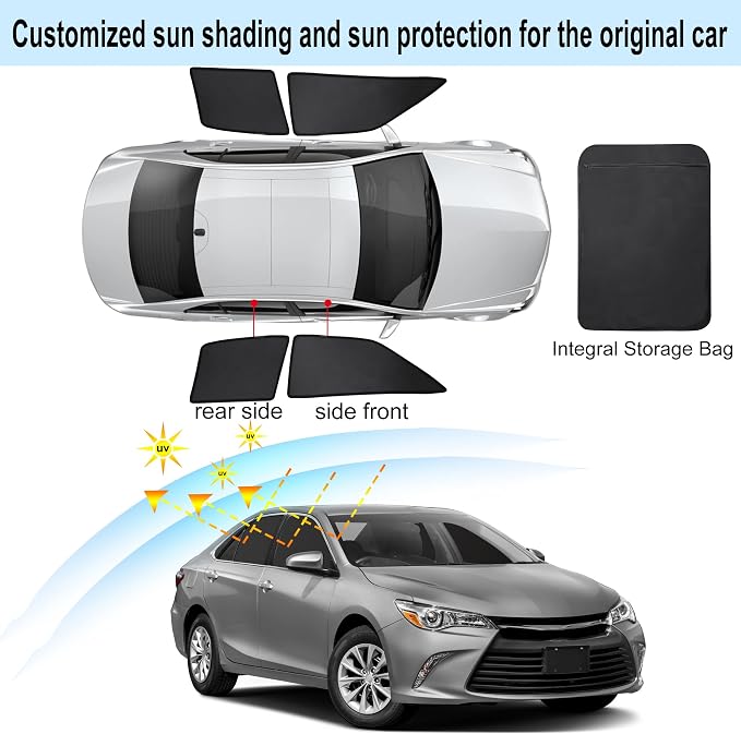 Front Side Half Window Shade Foldable Custom Fit for Toyota Camry 2012-2017 Car Window Shades for Side Window Sun Shade UV Protection Heat Insulation for Camping Sleeping 4PCS - Image 3
