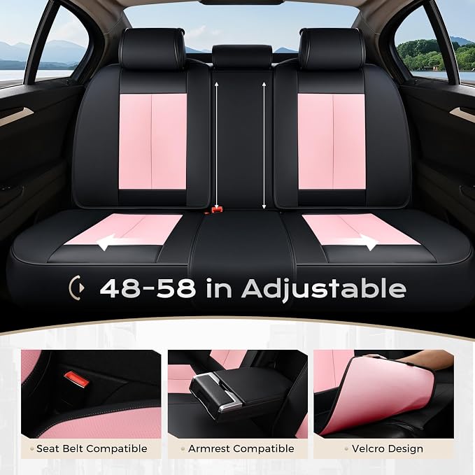 Coverado Car Seat Covers, Seat Covers for Cars, Waterproof Leather Auto Seat Protectors, Leather Car Seat Cushion, Car Interiors Accessories Universal Fit for Most Cars - Image 4