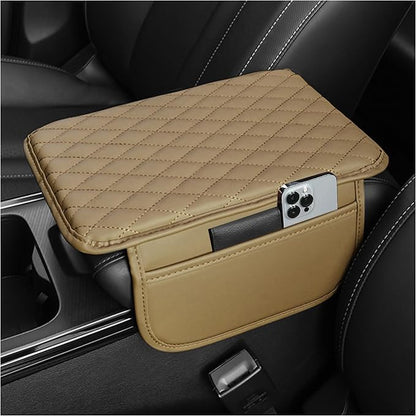 Stacool Upgraded Car Center Console Cover,Microfiber Leather Car Armrest Cover Cushion with 2 Storage Bags,Universal Car Armrest Storage Box (Beige) by Unknown