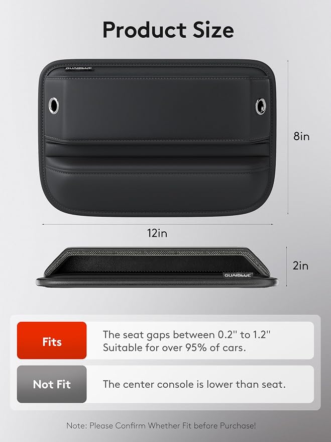 Car Seat Gap Filler Organizer with Sun Visor Organizer | PU Leather Seat Gap Filler for Phone, Keys, Cards & Sunglasses, Front Seat Storage Side Pocket for Cars SUVs Trucks - Image 5