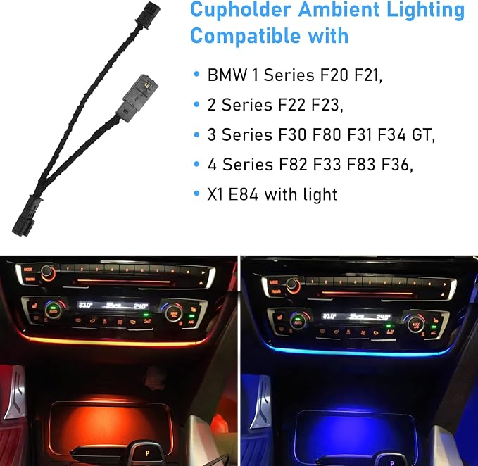Jaronx for BMW LED Console Ambient Light for 3' F30 F31 F80, 4' F32 F33 | 1' F20 F21, 2' F22 F23, Center Console Ambient Lights LED with Dual Color Lighting - Image 2