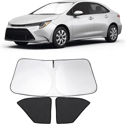 3PCS Car Window Shades Front Windshield Sun Shade Foldable Window Shade Custom Fit for 2020-2024 Toyota Corolla (Not for Corolla Cross) Shades for Front Windows Anti-UV Rays Block Heat by FannycCargoCover