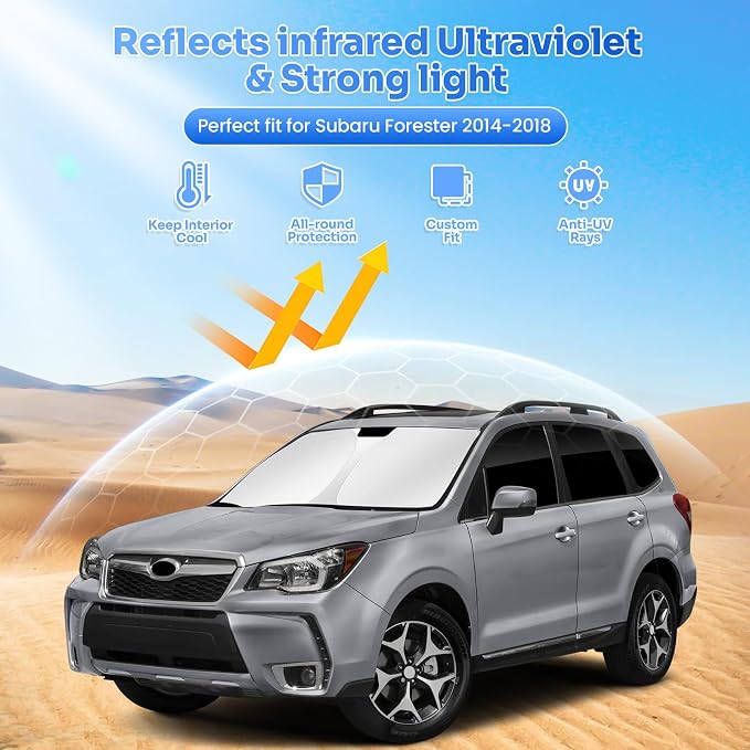 Canvcle Window Shades for 2014-2018 Subaru Forester Accessories Windshield Sun Shade Side Rear Window Cover Sunshade Sun Visor Shield Privacy Protection for Camping Keep Vehicle Cool Black 8PCS - Image 2