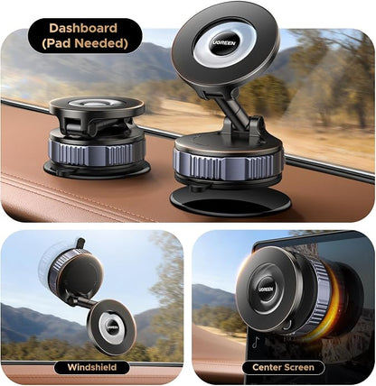 UGREEN Magsafe Car Phone Mount, 80LB Vacuum Suction Phone Holder | 3600gf Magnetic Hold with N52 Magnets、360° Rotation、Dashboard & Windshield Compatible with iPhone 17-12 Plus Pro Max Series - Image 3