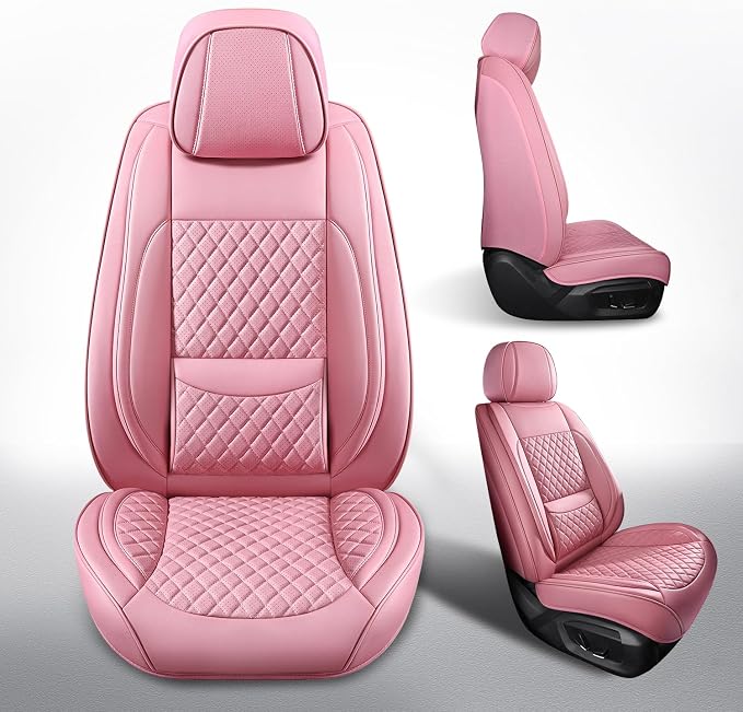 MIROZO Car Seat Covers Full Coverage for SUV Sedan Truck,Pink Full Set | Leather Car Seat Covers,Automotive Seat Protector Waterproof Seat Cover For SUV Sedan Truck For Families, Pets, Commuter - Image 8
