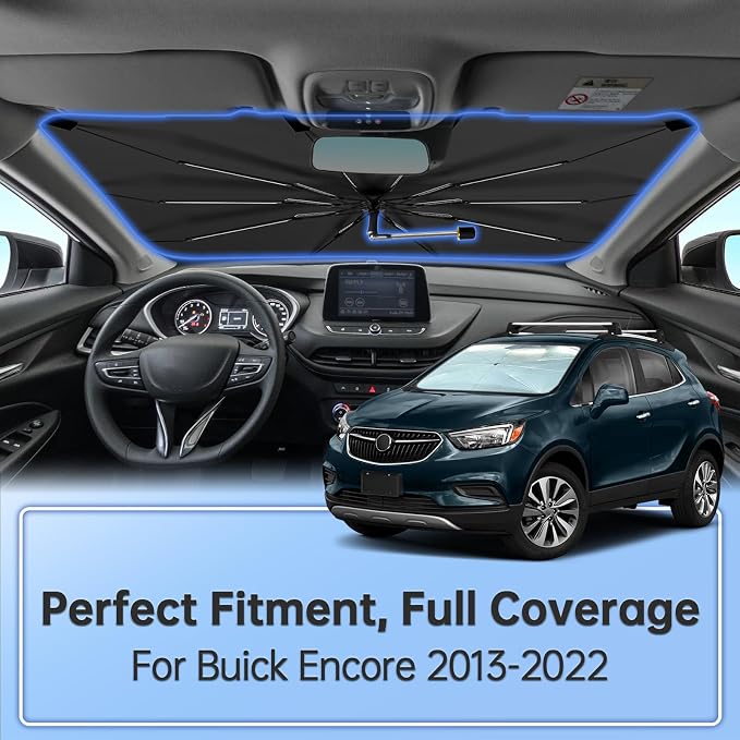 Windshield Sun Shade Umbrella for Buick Encore 2013-2022 Front Window | Foldable Car Sunshade, 360 Rotation Automotive Interior UV Protection for Outdoor Parking - Image 2