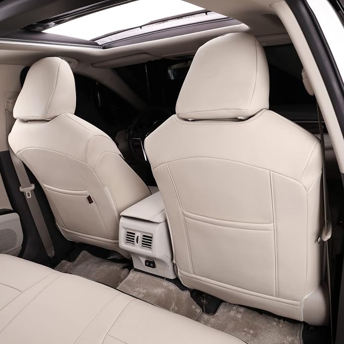 EKR Car Seat Covers for Toyota Camry 2018-2024 (Hybrid),Full Set | Custom Fit for Toyota Camry LE/SE 2018-2024 & SE Nightshade/Nightshade 2022-2024-Faux Leather(Beige) - Image 3