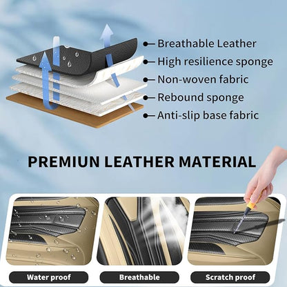 Fit Maxima Car Seat Covers Premium Leather for Nissan Maxima 2011-2025 2026. Waterproof， Breathable, Scratch-Resistant & All-Weather Seat Cushion Protector（2 Front Seats,Beige&Black - Image 6