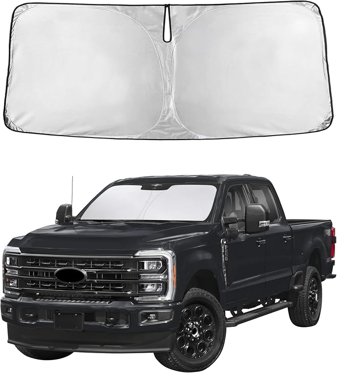 Autovir Windshield Sun Shade Fit for 2017-2024 2025 2026 Ford F250 | Sunshade, Front Car Window Shades Sun Visor, Blocks UV Rays & Heat, Car Accessories by Autovir